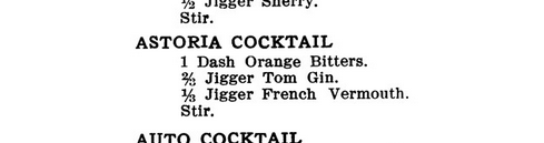 Astoria cocktail recipe in 1913 Straub's Manual of Mixed Drinks