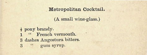 metropolitain cocktail 1884 O. H. Byron
